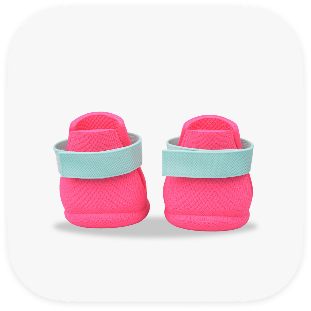 Canela ForméFit ID - Canela Pink - Turquoise custom two-tone dog boots - rear view