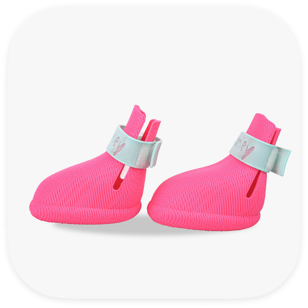 Canela ForméFit ID - Canela Pink - Turquoise custom two-tone dog boots - left side view