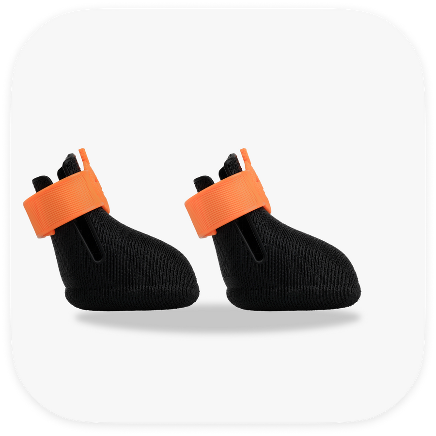 Canela ForméFit ID Halloween Pumpkin — black boots with an orange jack-o'-lantern strap, right view