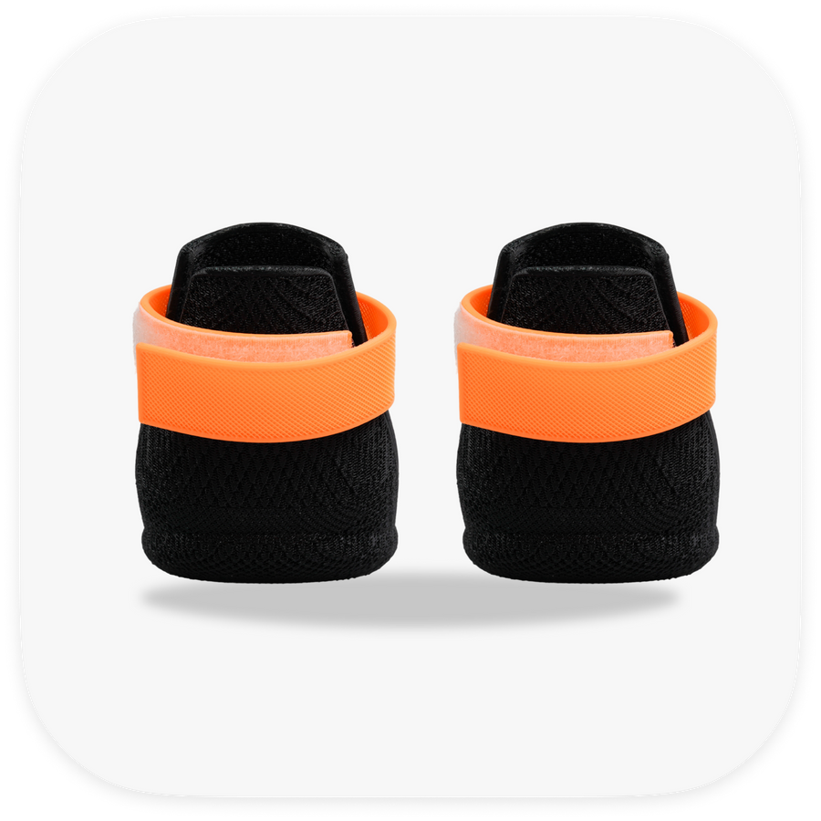 Canela ForméFit ID Halloween Black — black boots with an orange strap, back view
