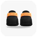 Canela ForméFit ID Halloween Black — black boots with an orange strap, front view
