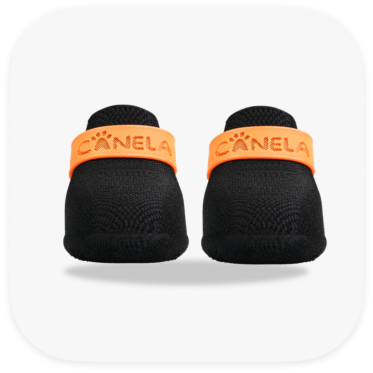 Canela ForméFit ID Halloween Black — black boots with an orange strap, front view