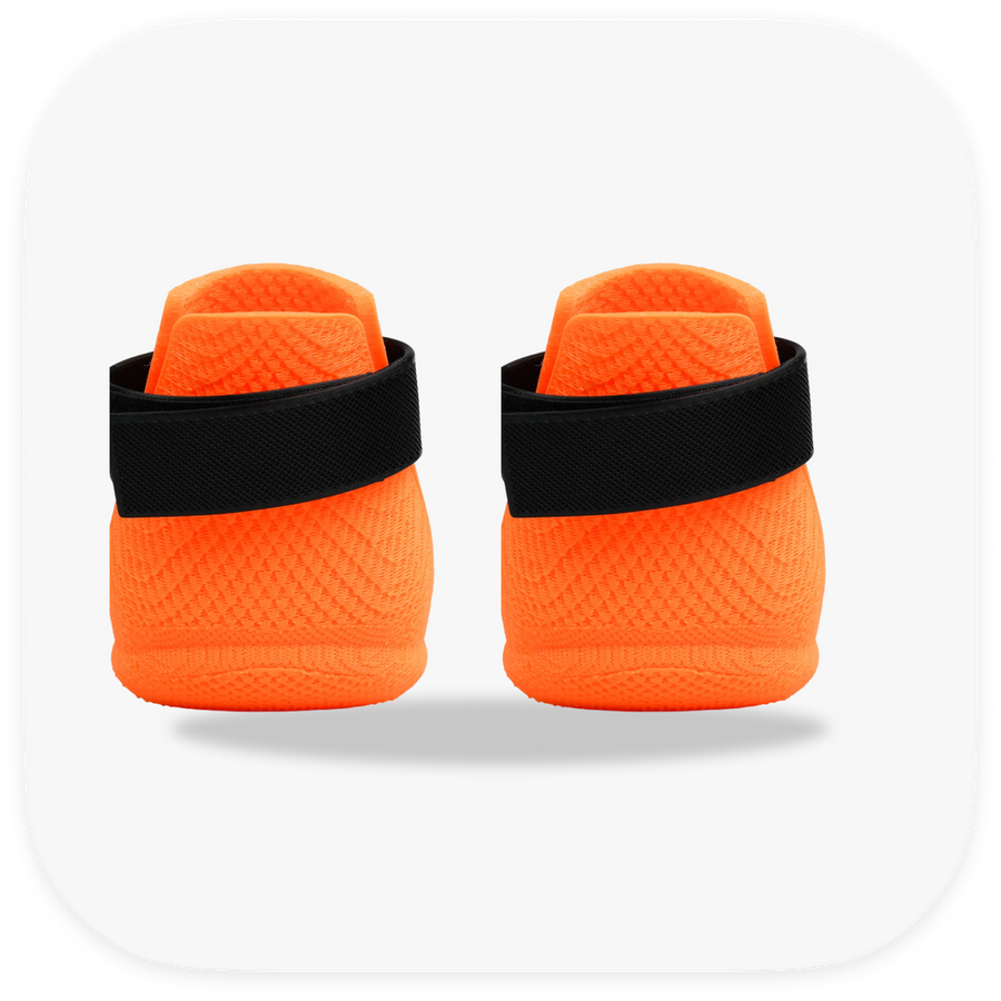 Canela ForméFit ID Halloween Orange — orange boots with a black strap, back view
