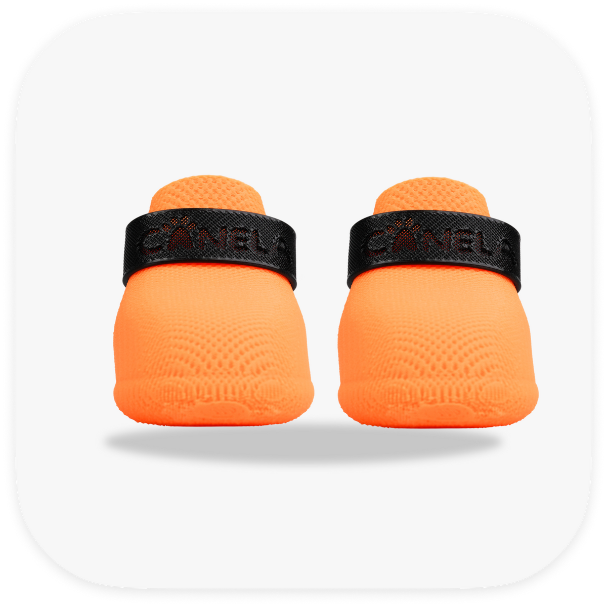 Canela ForméFit ID Halloween Orange — orange boots with a black strap, front view