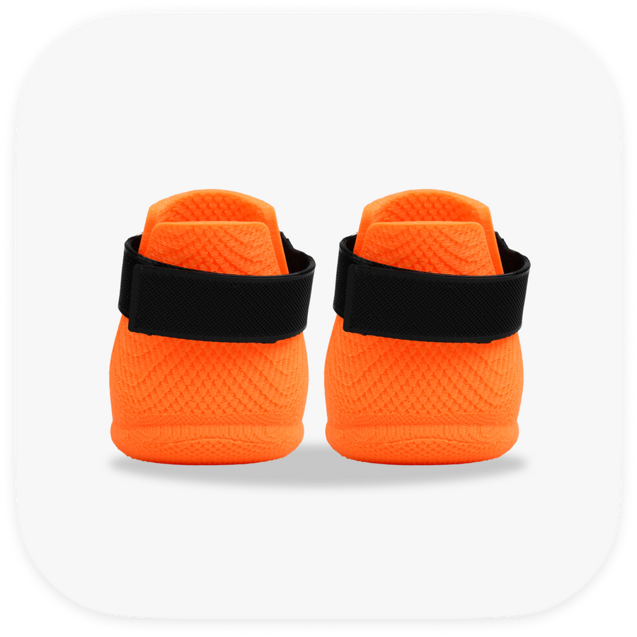 Canela ForméFit ID Halloween Bat — orange boots with a black bat strap, back view