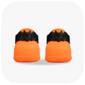 Canela ForméFit ID Halloween Bat — orange boots with a black bat strap, front view