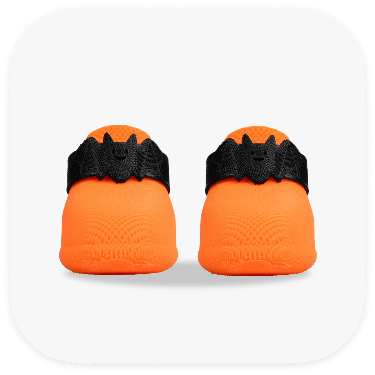 Canela ForméFit ID Halloween Bat — orange boots with a black bat strap, front view