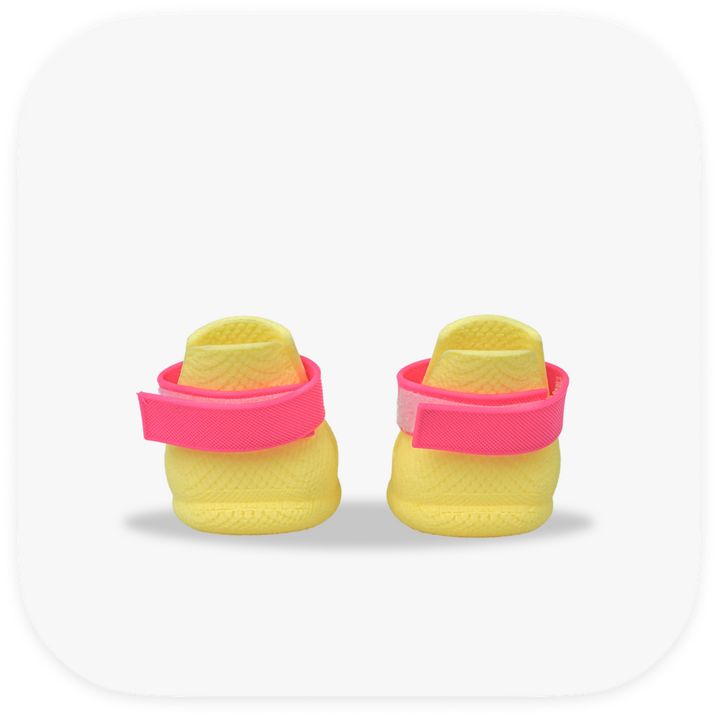 Canela ForméFit ID - Limoncello - Canela Pink custom two-tone dog boots - rear view