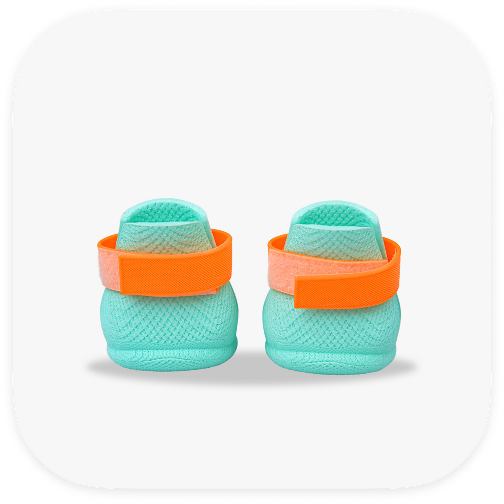 Canela ForméFit ID - Turquoise - Mandarin Orange custom two-tone dog boots - rear view