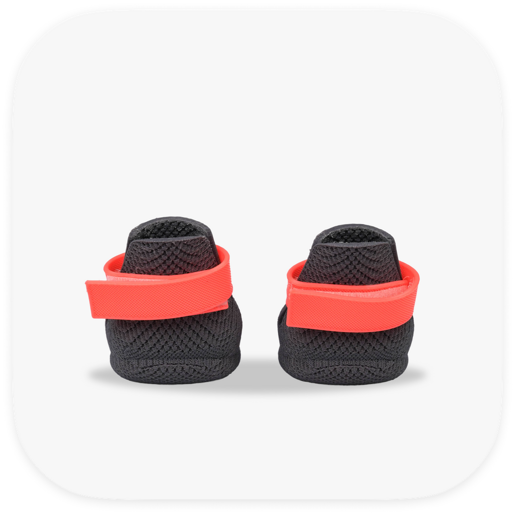 Canela ForméFit ID - Urban Smoke - Watermelon Sugar custom two-tone dog boots - rear view