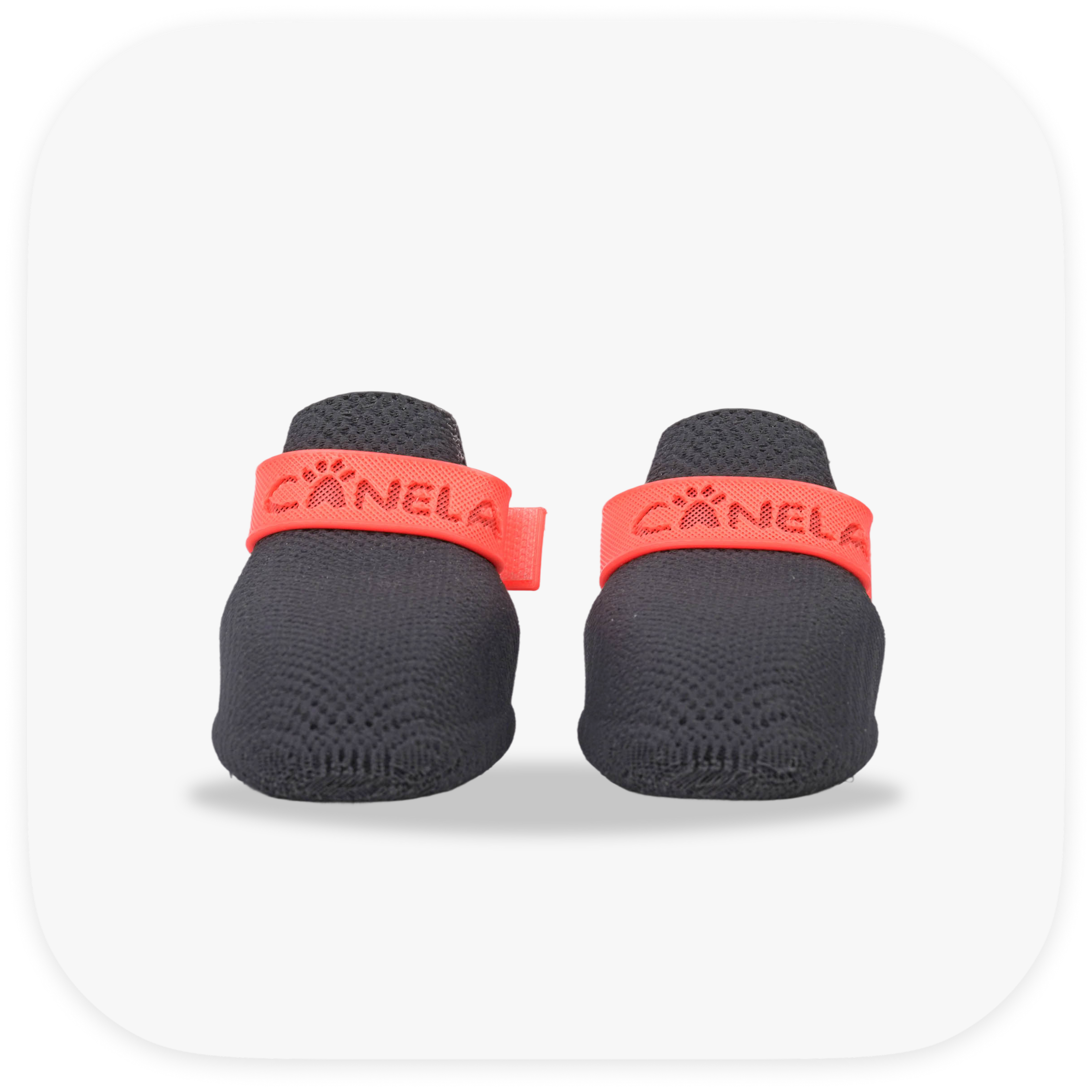 Canela ForméFit ID - Urban Smoke - Watermelon Sugar custom two-tone dog boots - front view